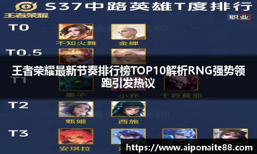 王者荣耀最新节奏排行榜TOP10解析RNG强势领跑引发热议